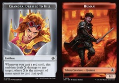 Chandra, Dressed to Kill Emblem (0024) // Human (0014) Double-Sided Token - Foil